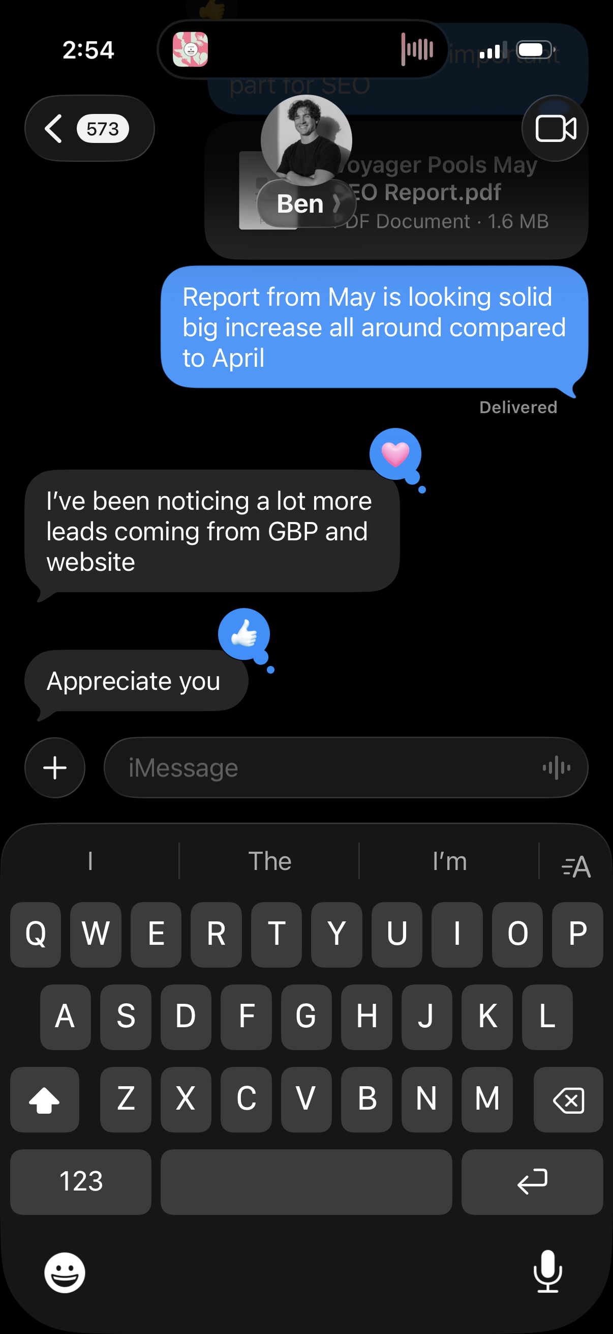 Client text message