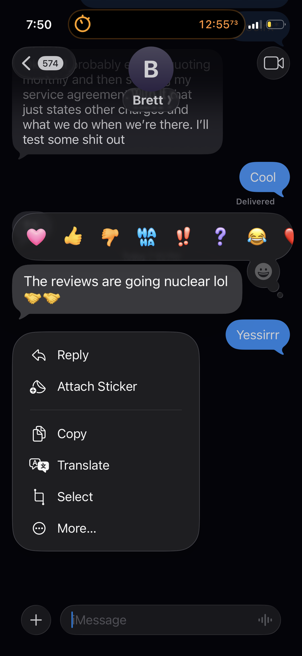 Client text message