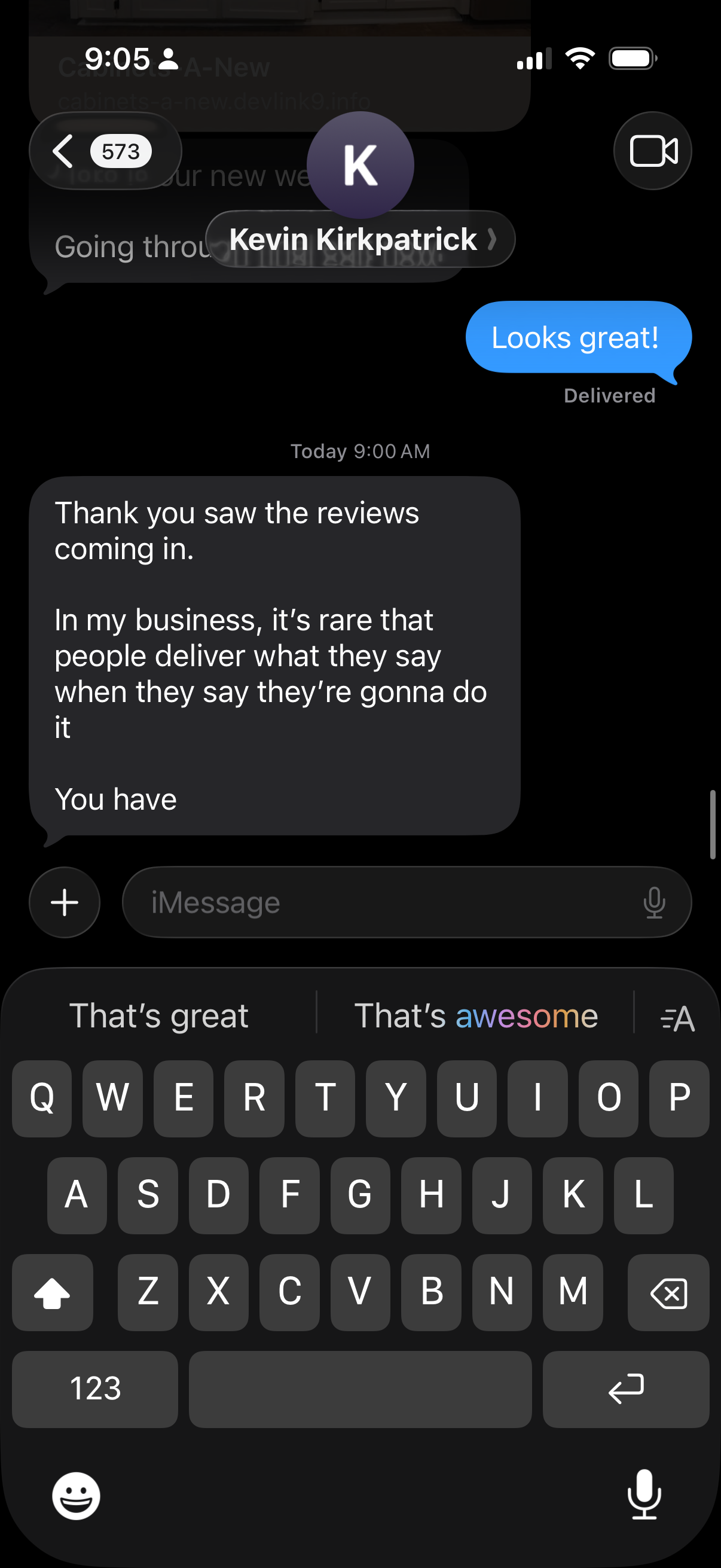 Client text message