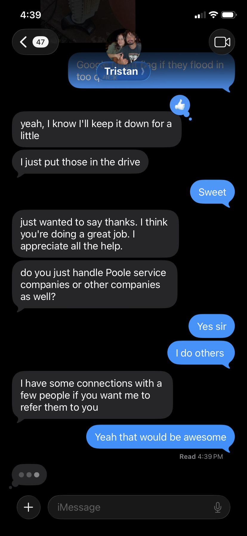 Client text message